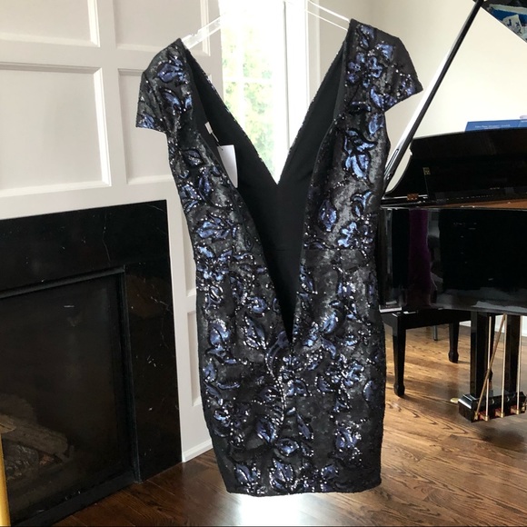 NWT Dress the Population Bree Sequinned  Mini Dress Black Size XS - Picture 10 of 13